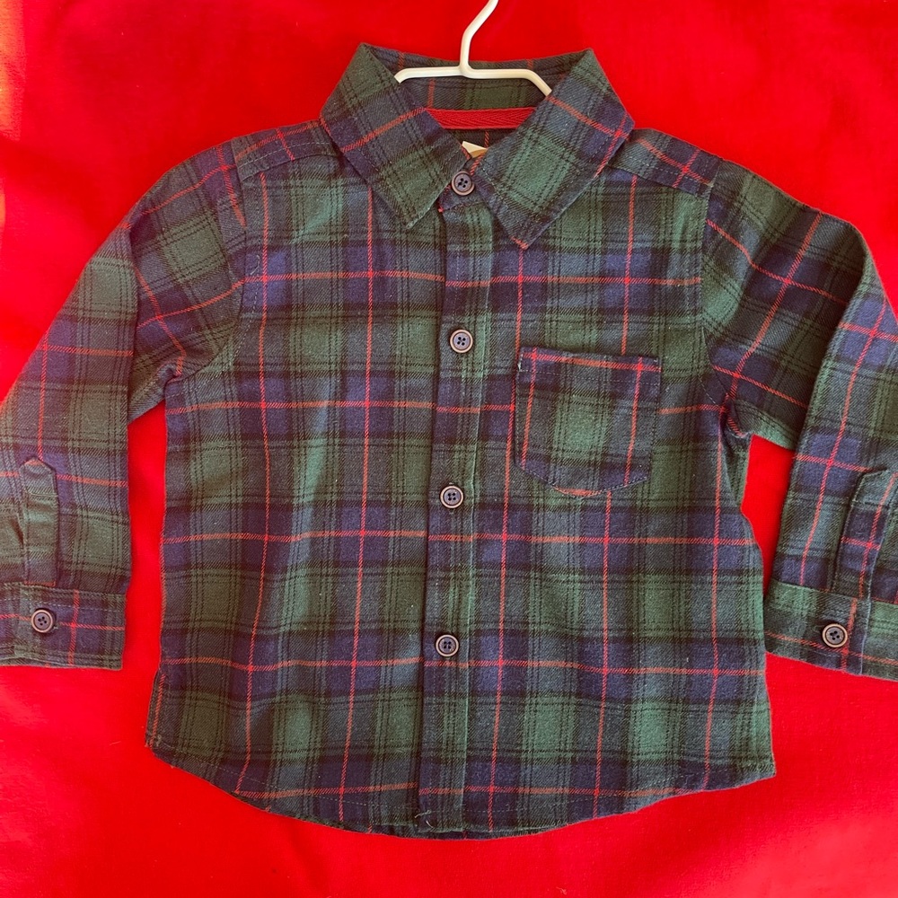 New Mud Pie green alpine plaid flannel button down shirt long sleeve